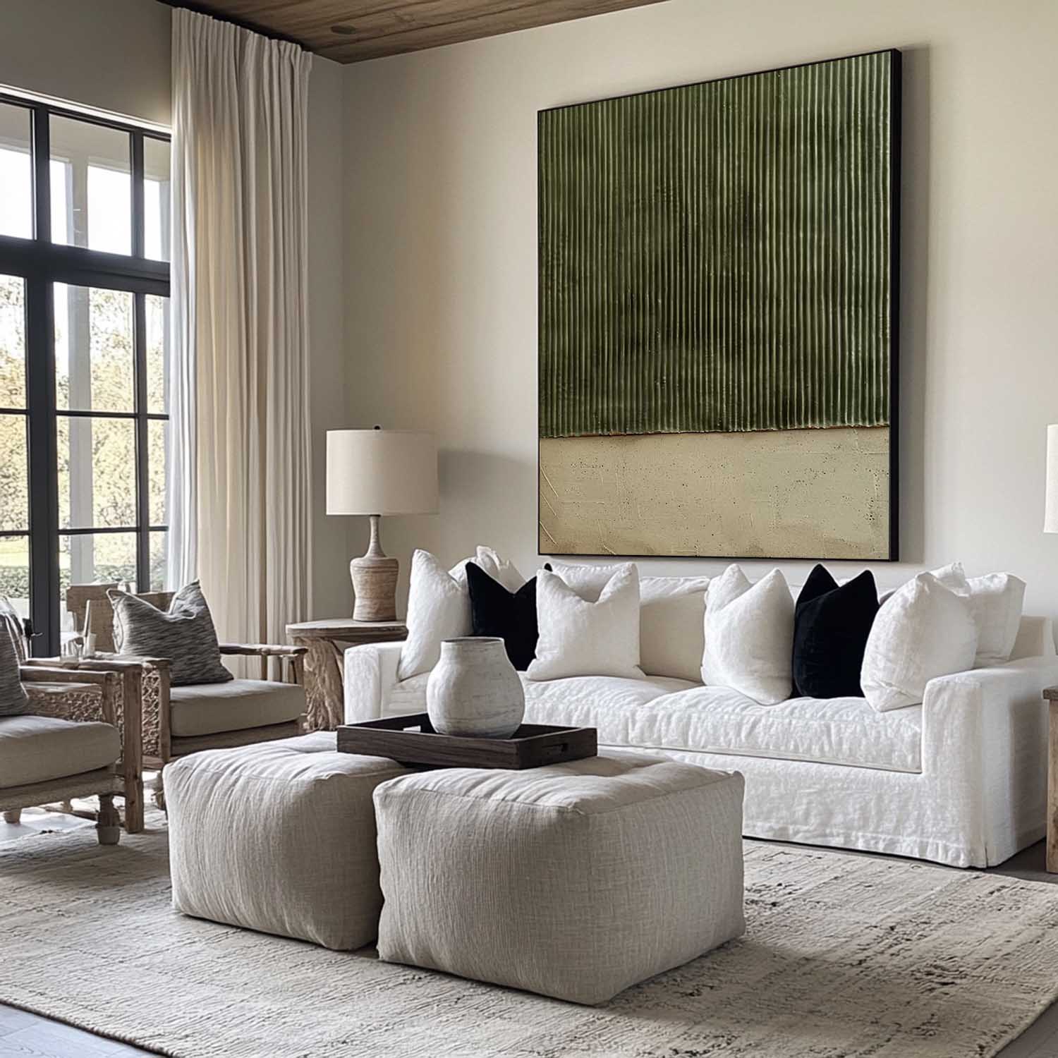 Green minimalism painting Large green abstract painting Sage green painting green painting