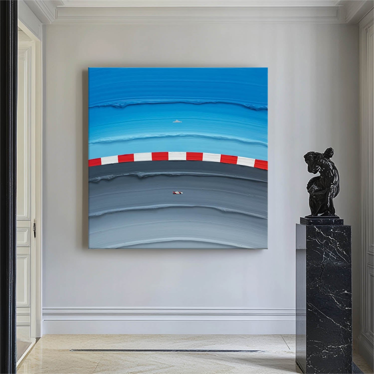Large Blue textured Abstract Painting Blue Surf Painting Holiday leisure painting Blue Sailing art Blue surfing painting