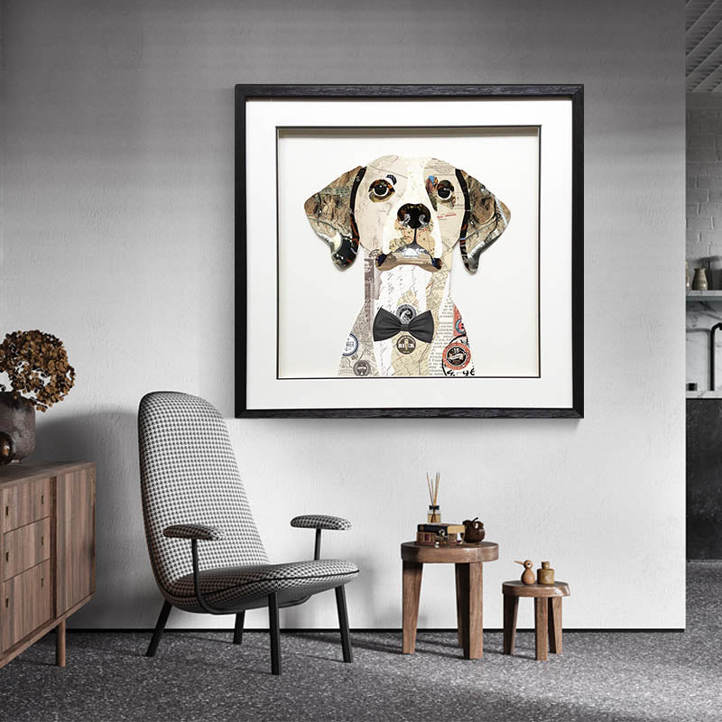 Pet Dog Collage art painting Animal collage art children's room decor