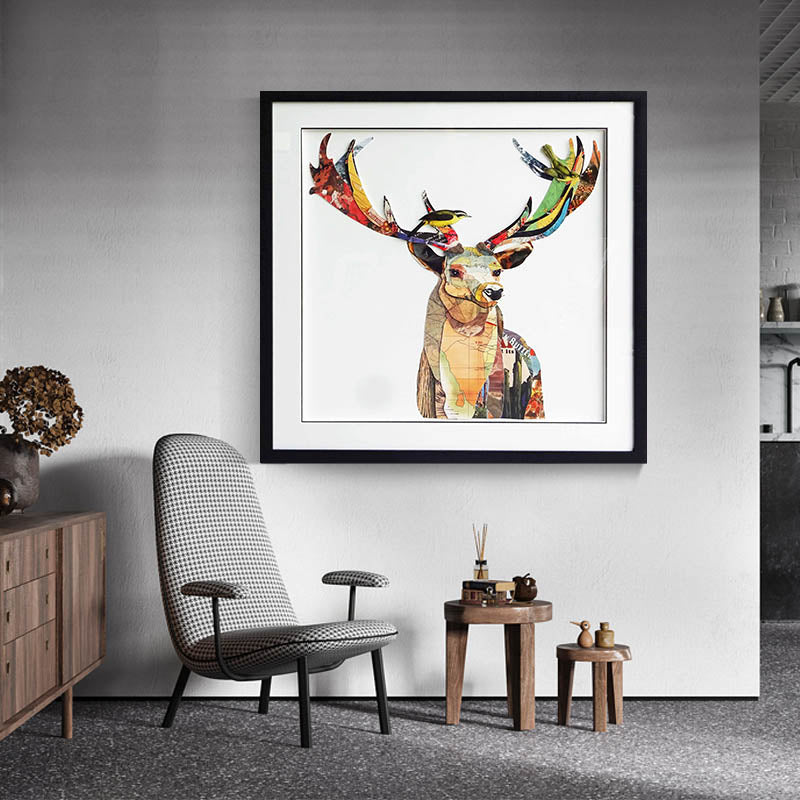 Animal collage art Deer Painting Collage art painting Colorful Painting