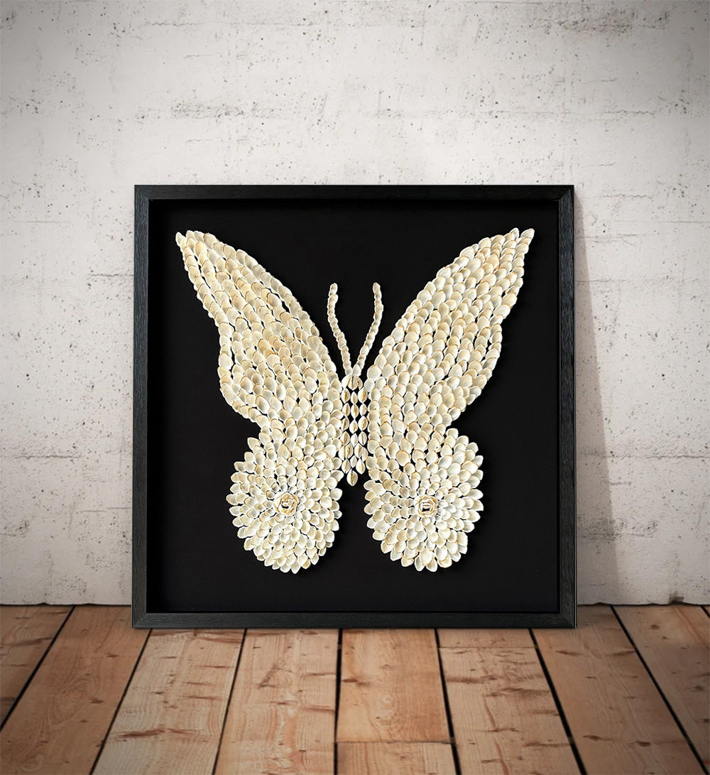 shell wall decor art Shell decor painting butterfly painting