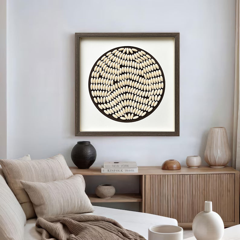 Shell painting,sea shell ornaments,shell wall art Conch decor painting