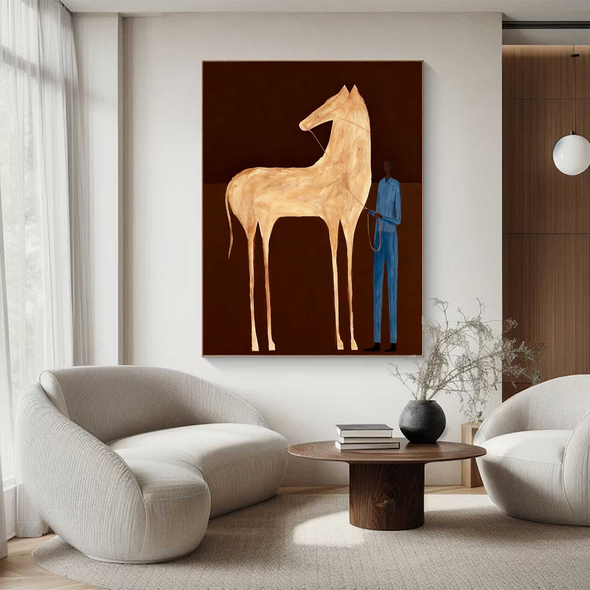 Surreal Horse Art Painting Horse Painting Modern Folk Art Horse & Rider