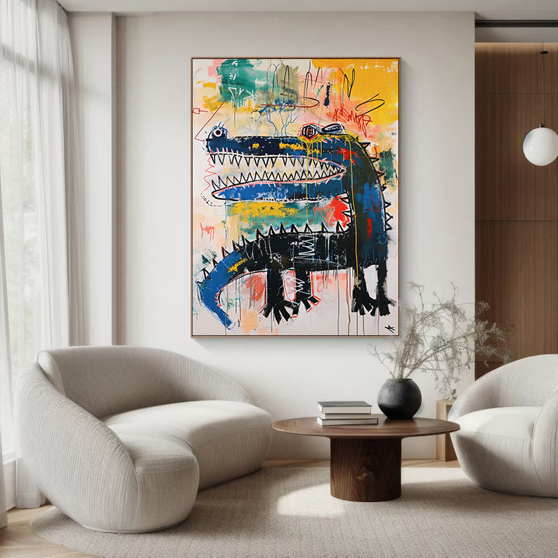 Pop art, crocodile graffiti art, Basquiat art,street graffiti art