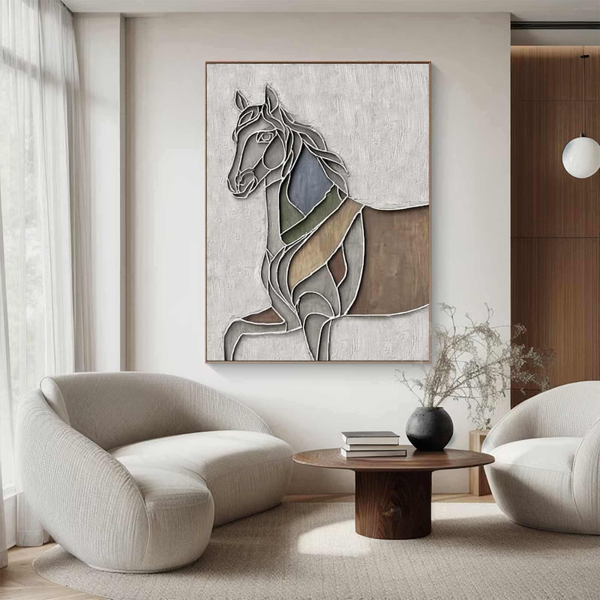 Horse Abstract wood Sculpture art Horse Textured Sculpture wall decor