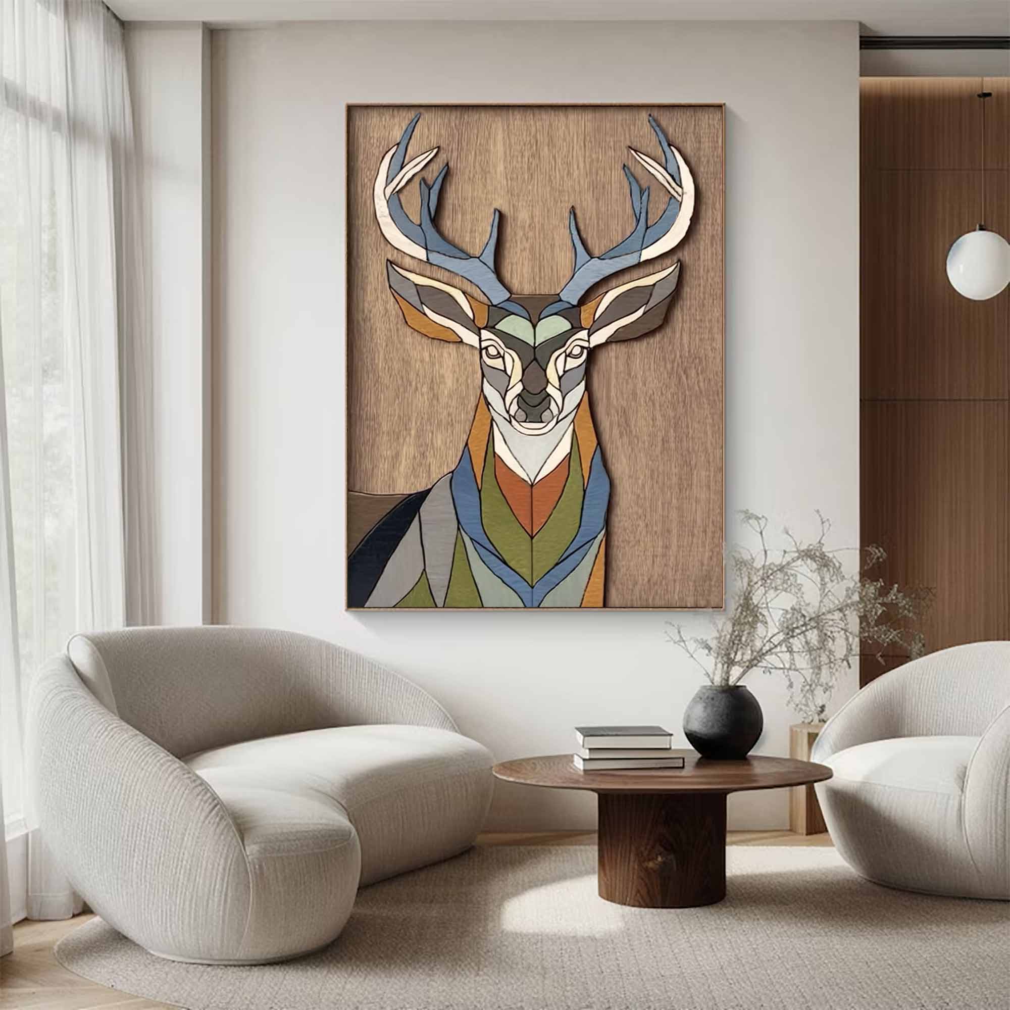 Modern polygonal deer wall hanging Housewarming gift deer wall art