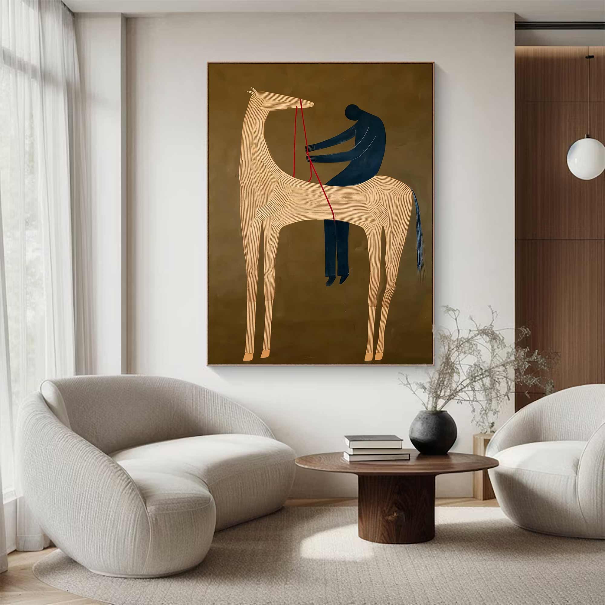 Surreal Horse Art Painting Whimsical Figure & Horse Painting