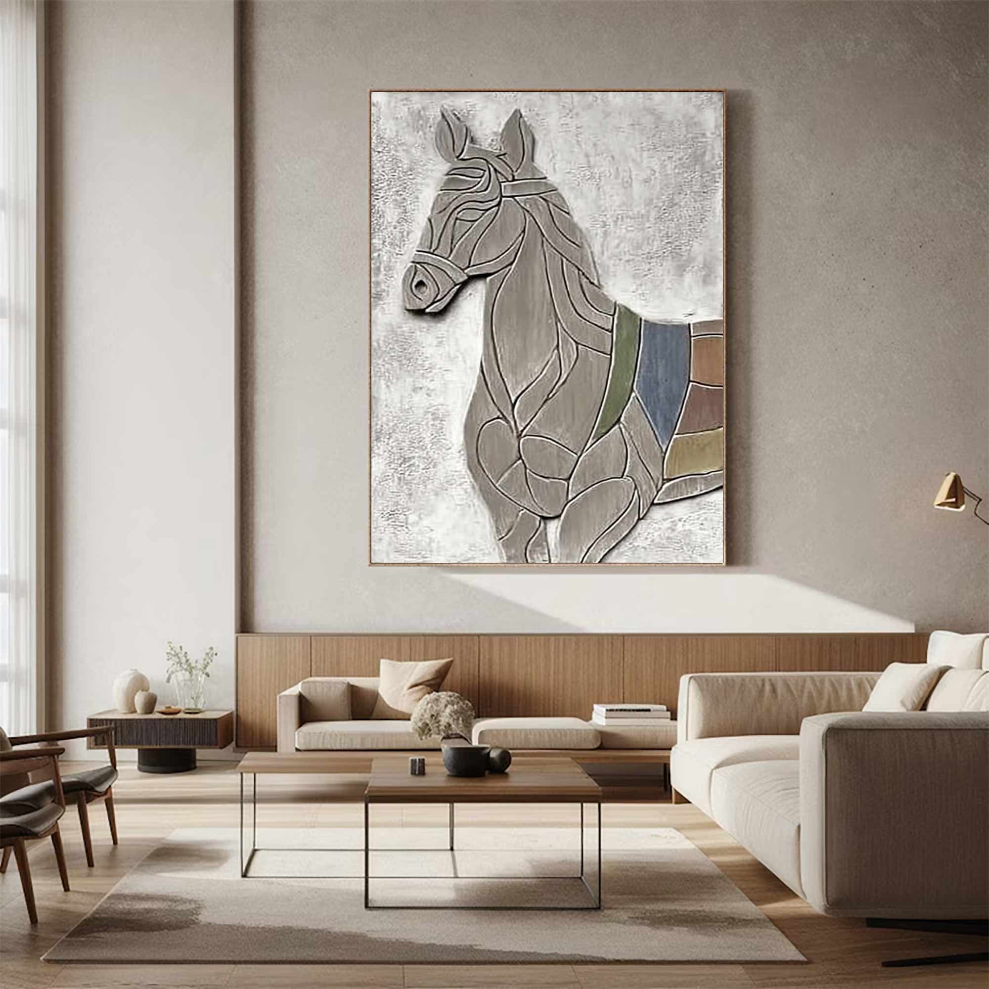 Horse Abstract wood Sculpture art Horse Textured Sculpture wall decor