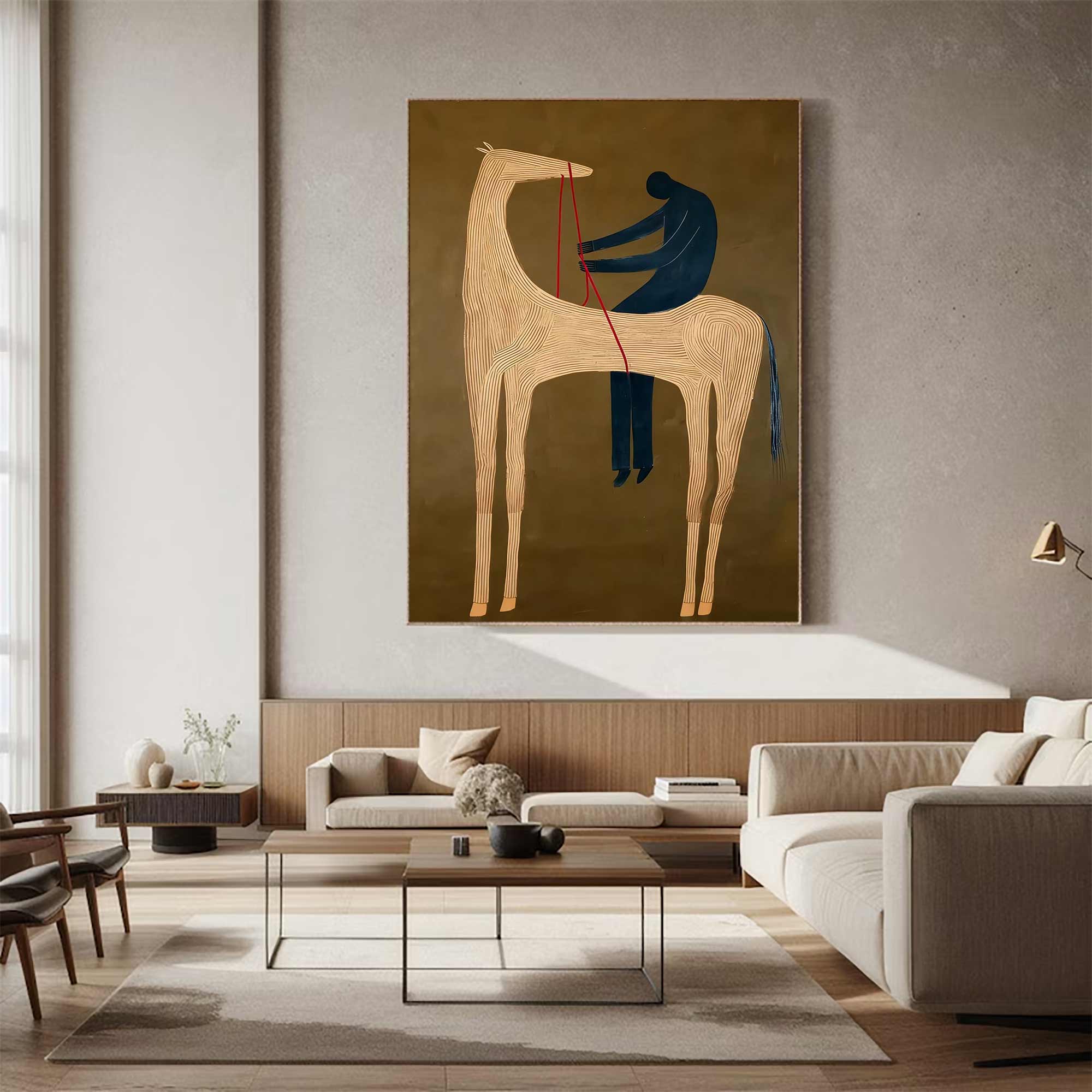 Surreal Horse Art Painting Whimsical Figure & Horse Painting