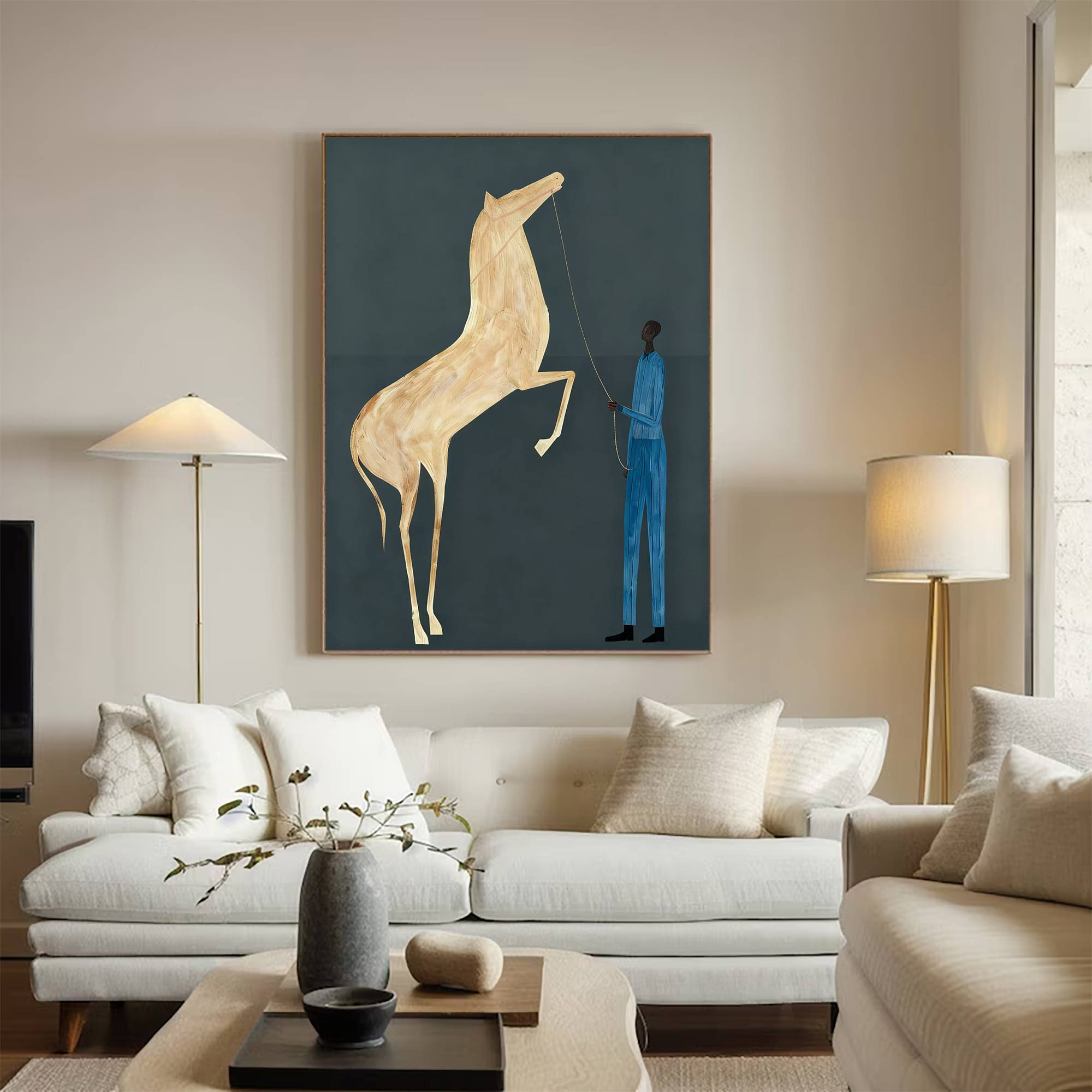 Surreal Horse & Rider Art Painting Quirky Equestrian Painting