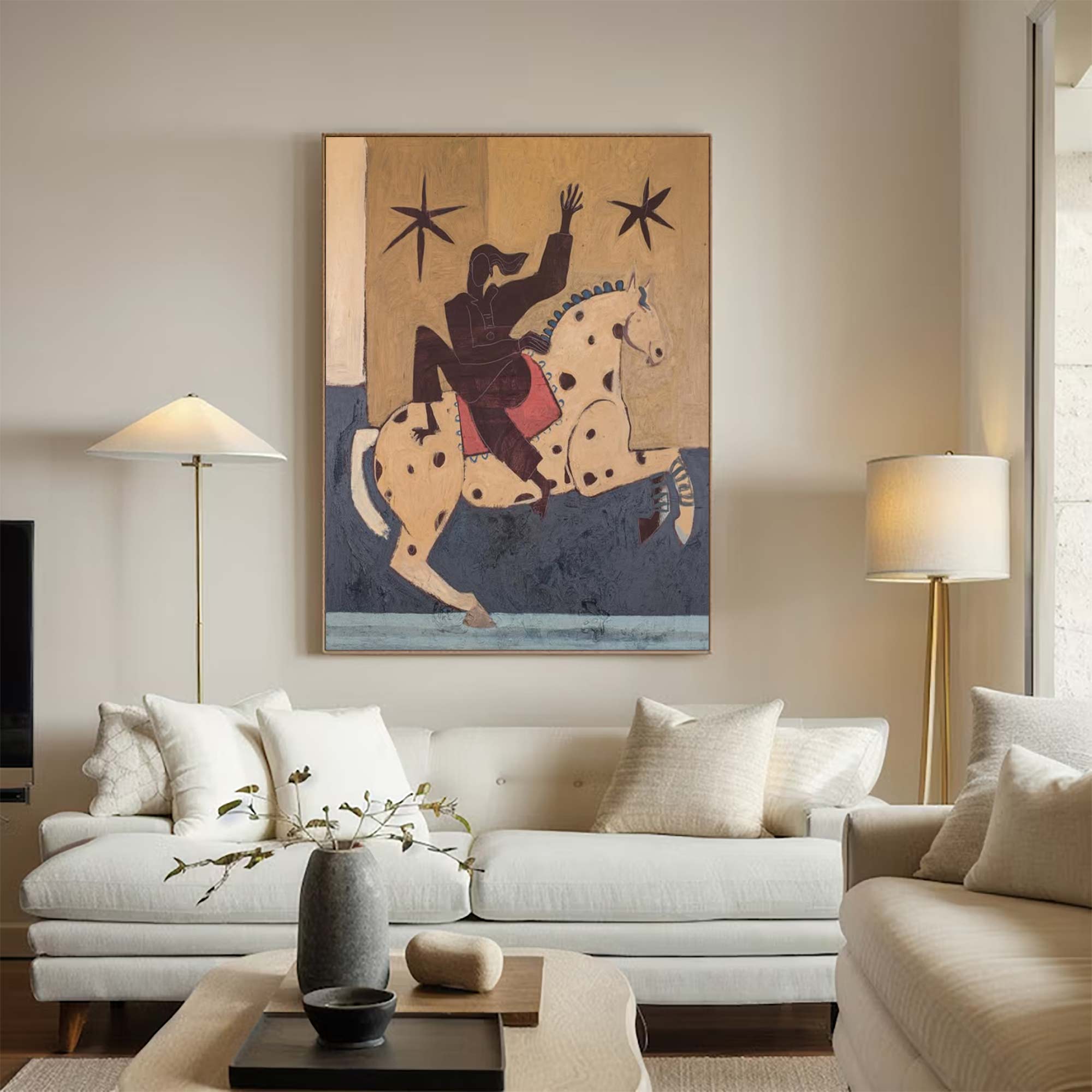 Surreal Horse Art Painting Whimsical Figure & Horse Painting