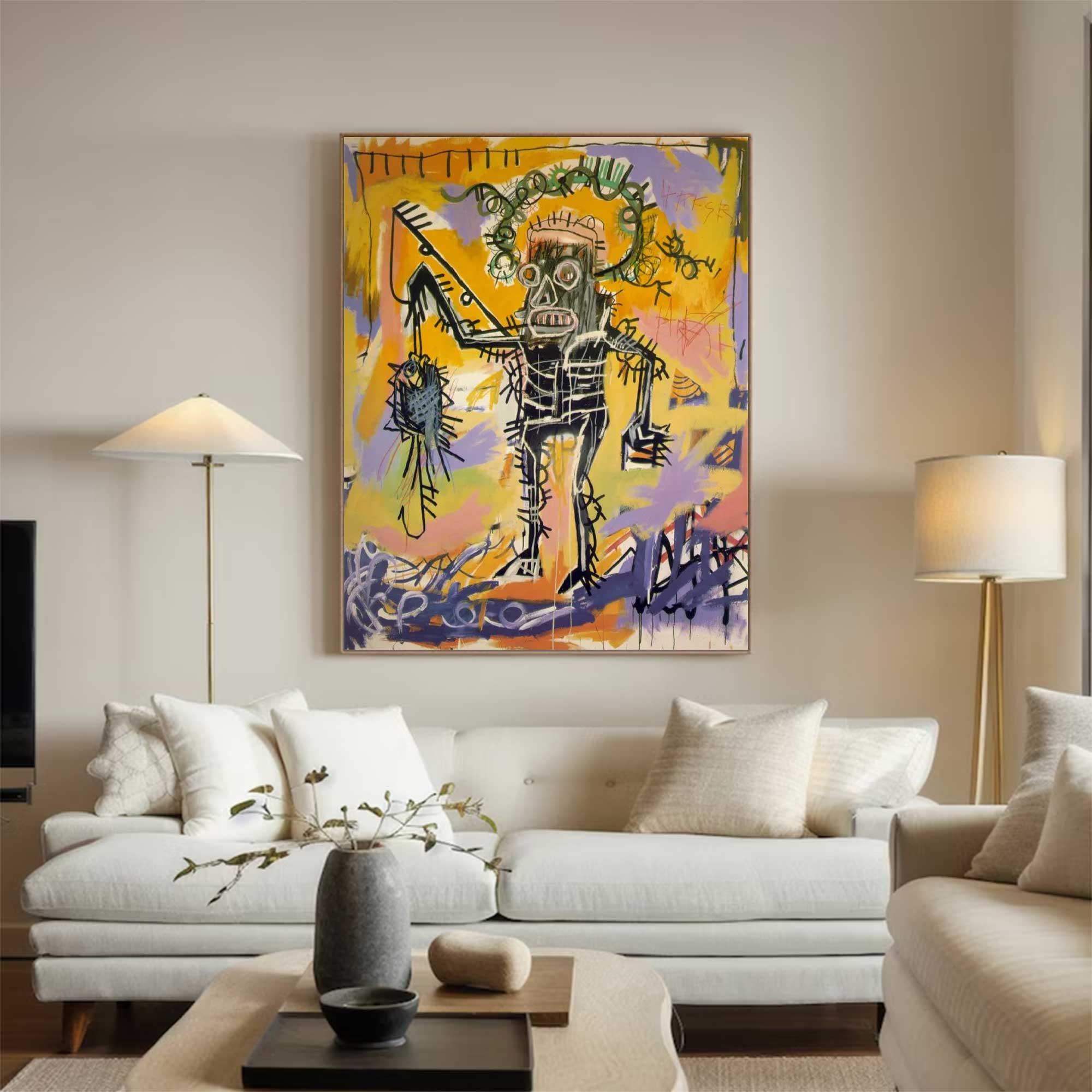 vibrant colorful canvas style of Basquiat,street graffiti art,Pop art