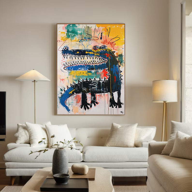 Pop art, crocodile graffiti art, Basquiat art,street graffiti art