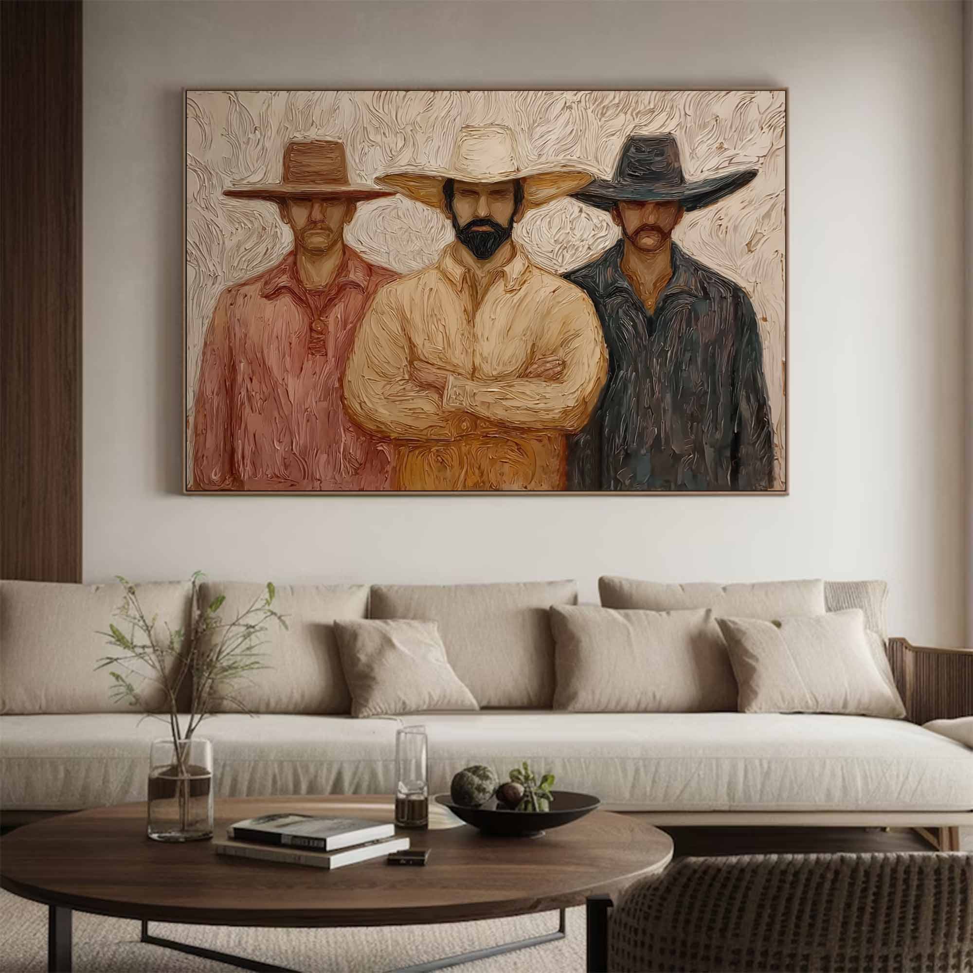 Abstract people painting, western cowboy people graffiti wall decor painting