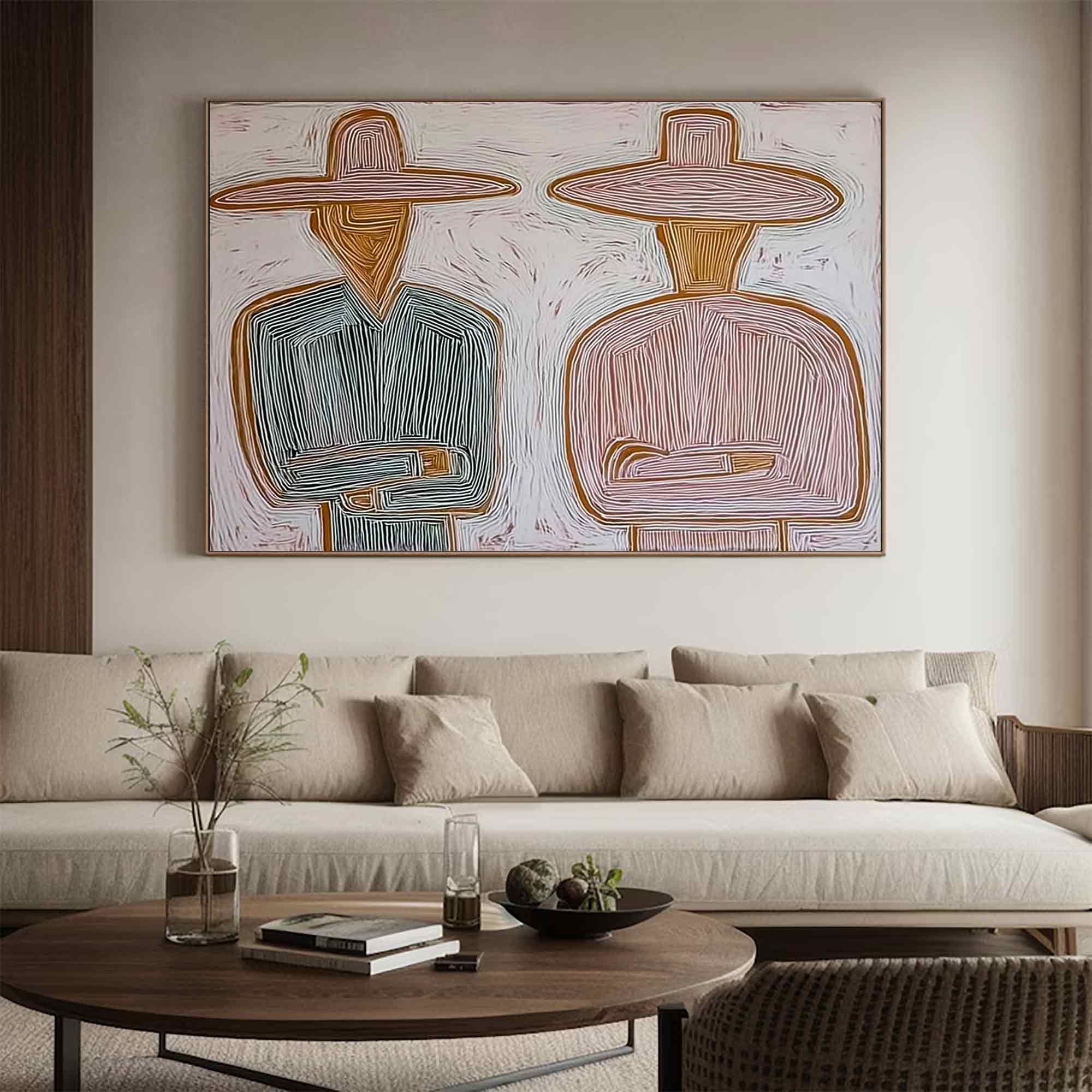Two cowboys abstract painting Western cowboys abstract figure decor