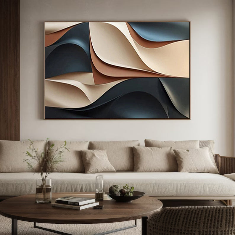 Art sculpture Textured Wall Decor Wood carving wall art Blue Sculptured art