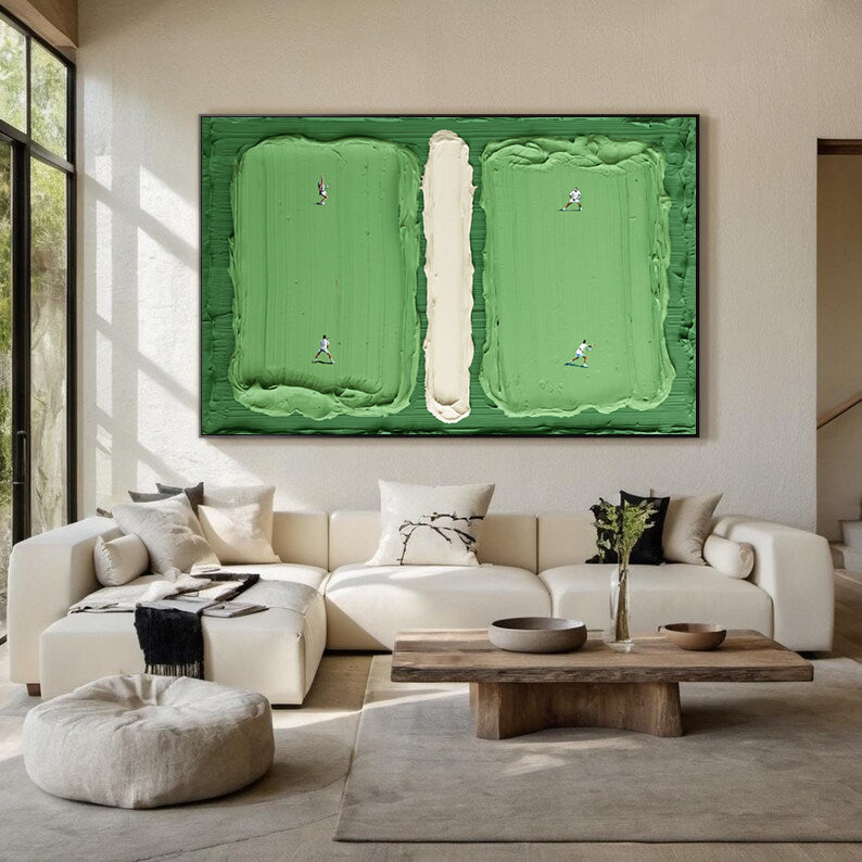 green Tennis Court Art green Tennis Ball 3D Texture Impasto Art