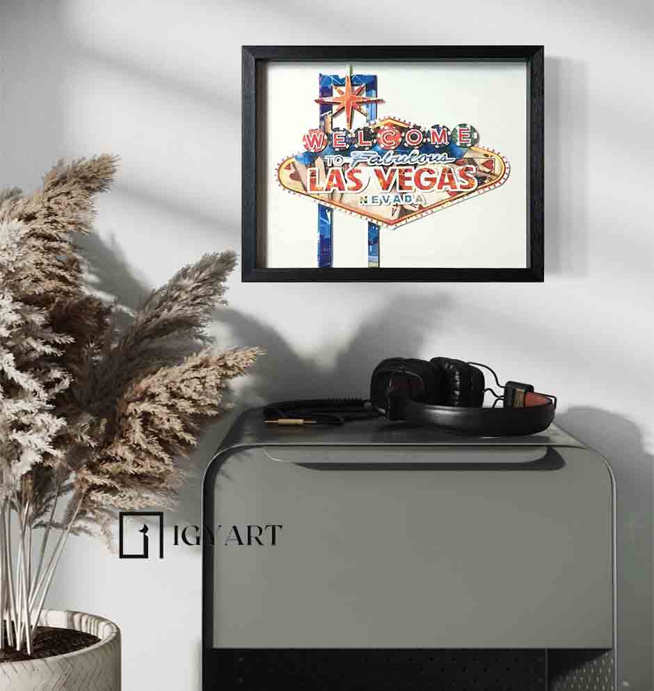 Las Vegas Sign Collage art painting children's room decor painting