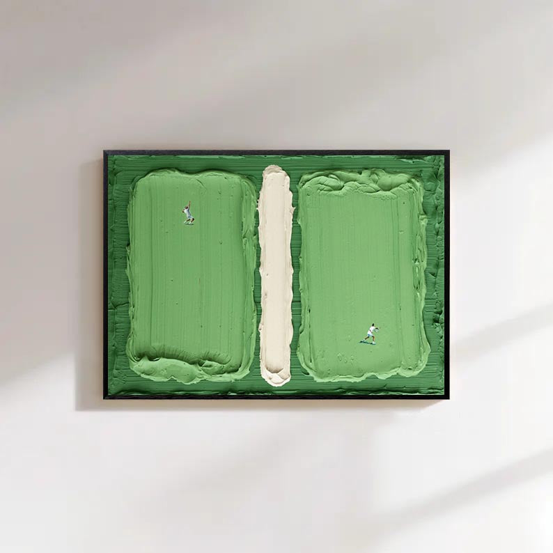 green Tennis Court Art green Tennis Ball 3D Texture Impasto Art