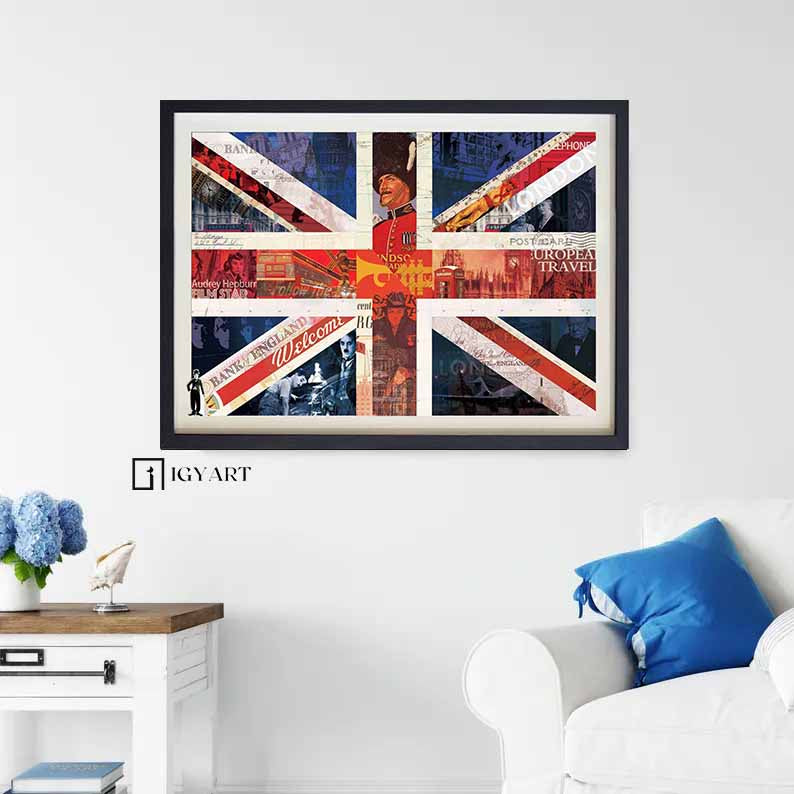 French flag Collage art painting children's room decor painting