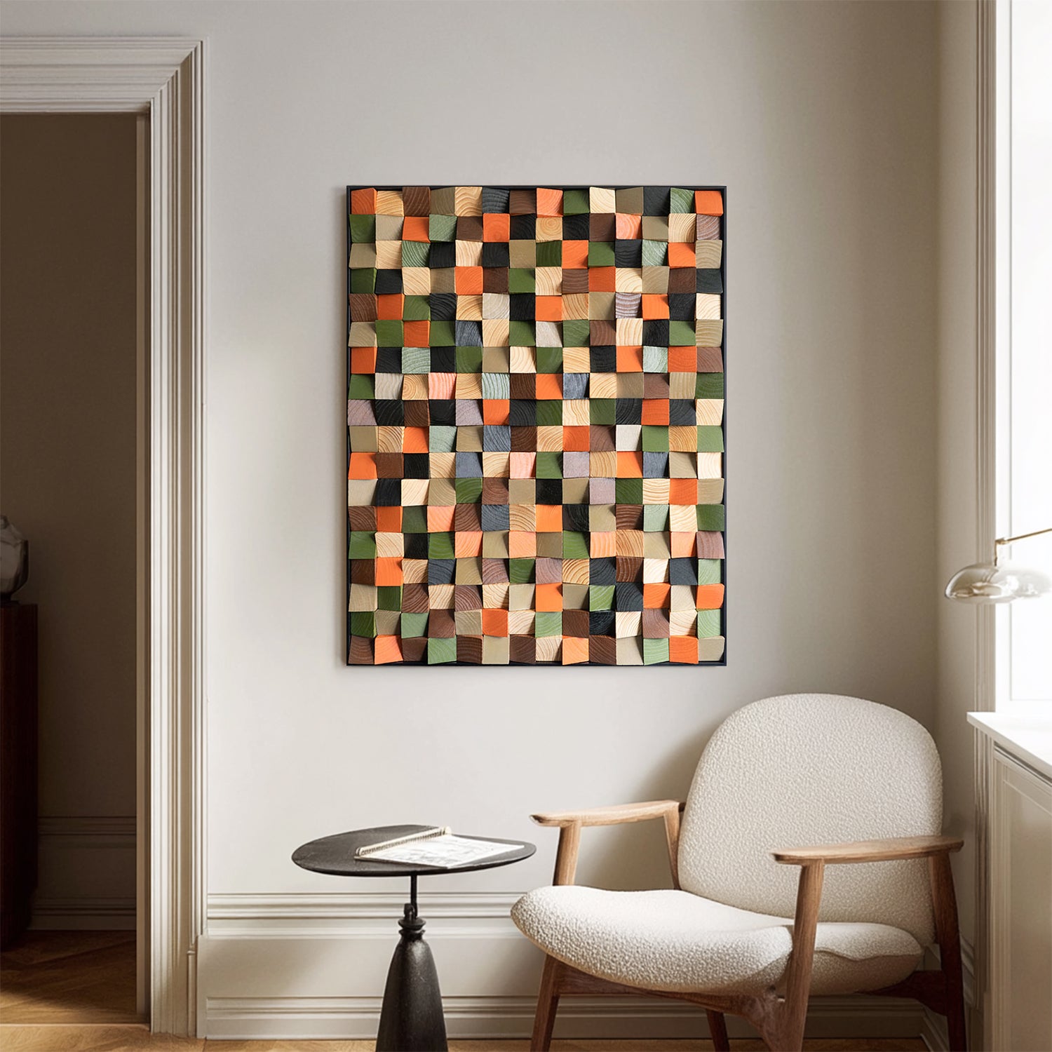 Colorful Wood Collage Wall Art decor Sculptured Textured Wall Art