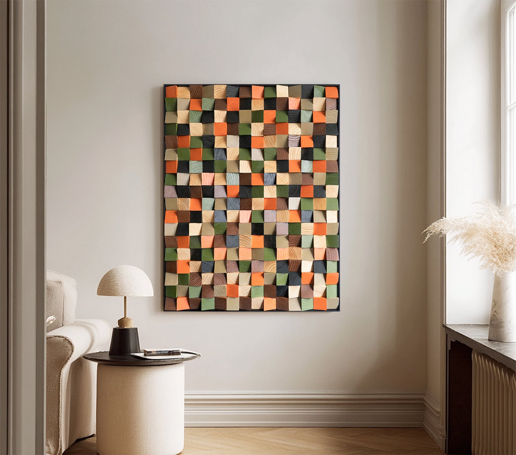 Colorful Wood Collage Wall Art decor Sculptured Textured Wall Art
