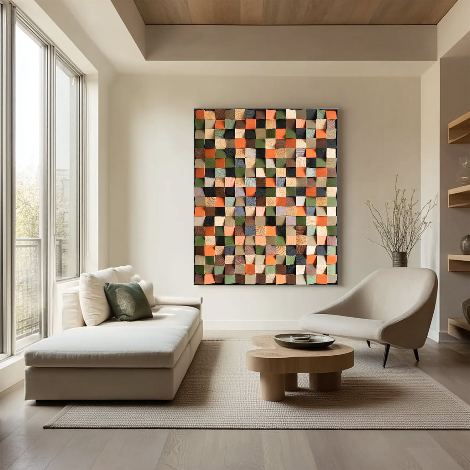 Colorful Wood Collage Wall Art decor Sculptured Textured Wall Art