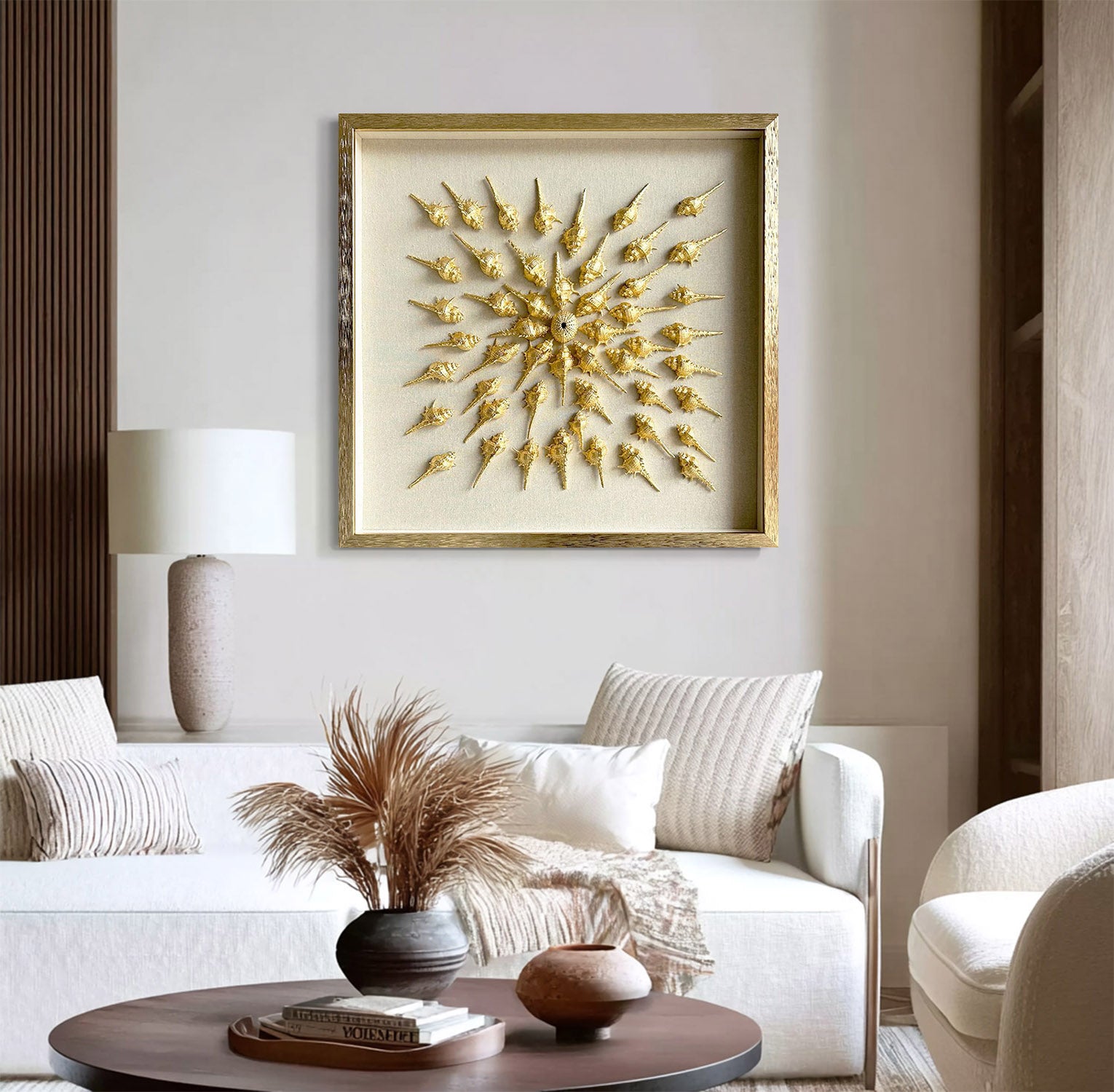conch decor painting Golden conch wall decor art Golden conch painting