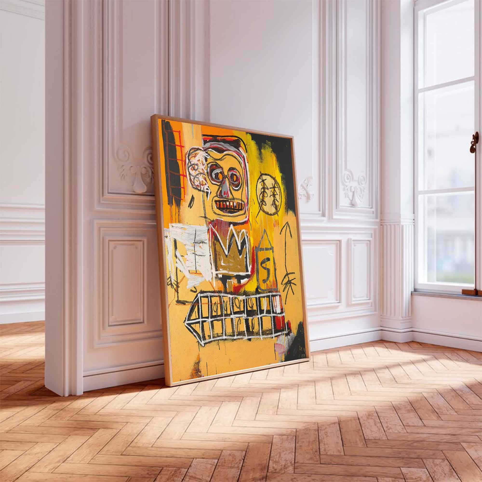 Basquiat style painting Colorful abstract art Basquiat style yellow abstract art