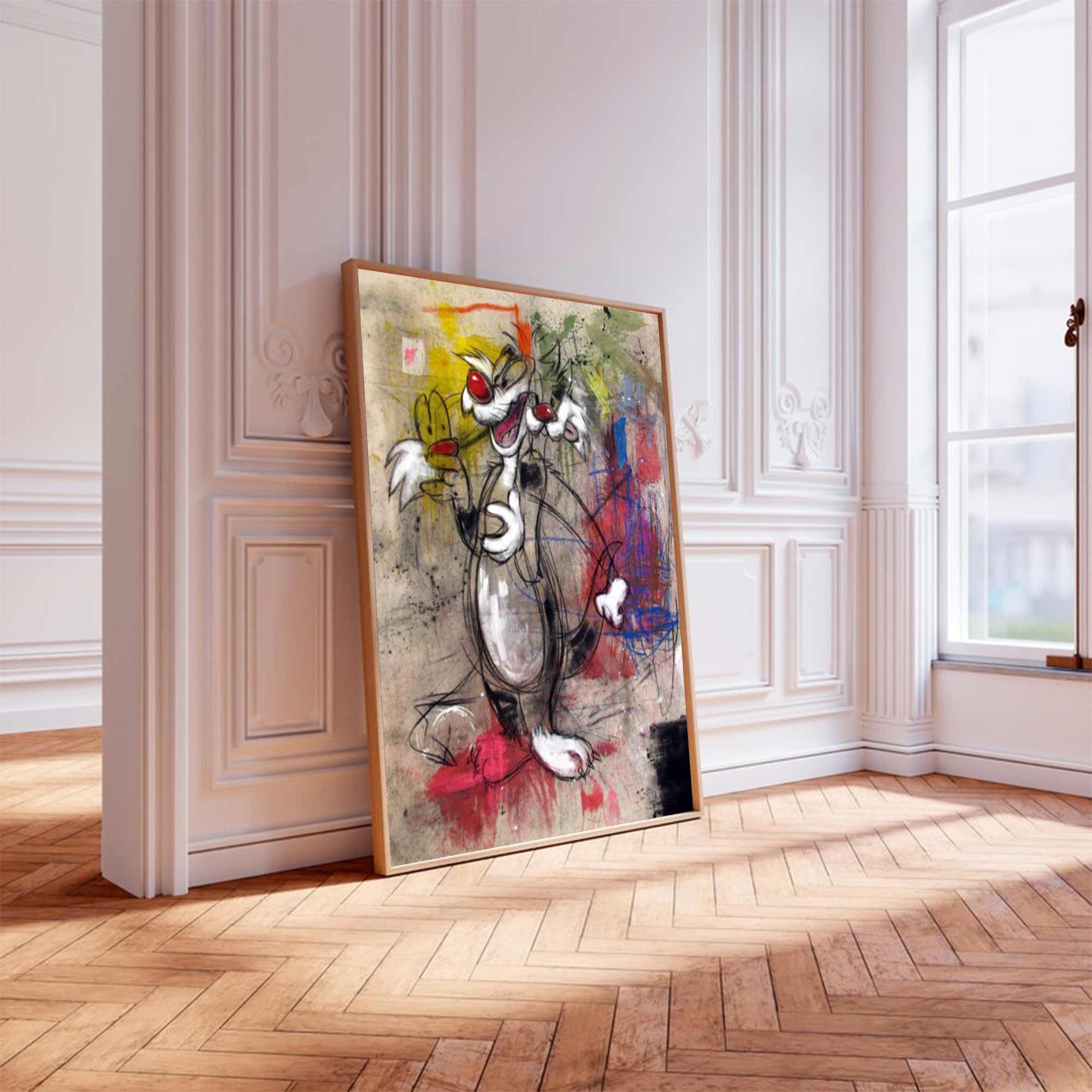 Basquiat style art colorful Pop graffiti Art street graffiti art
