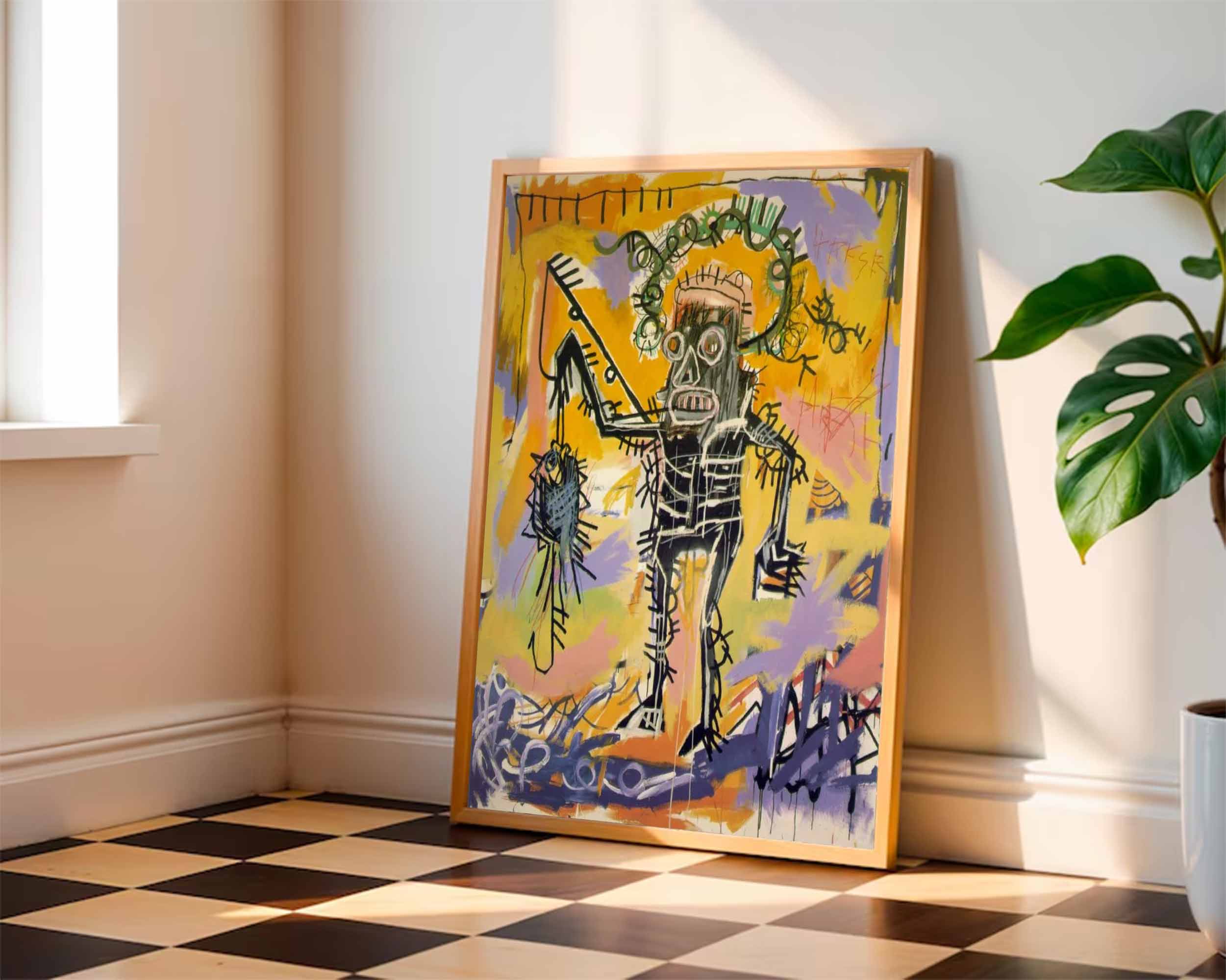 vibrant colorful canvas style of Basquiat,street graffiti art,Pop art