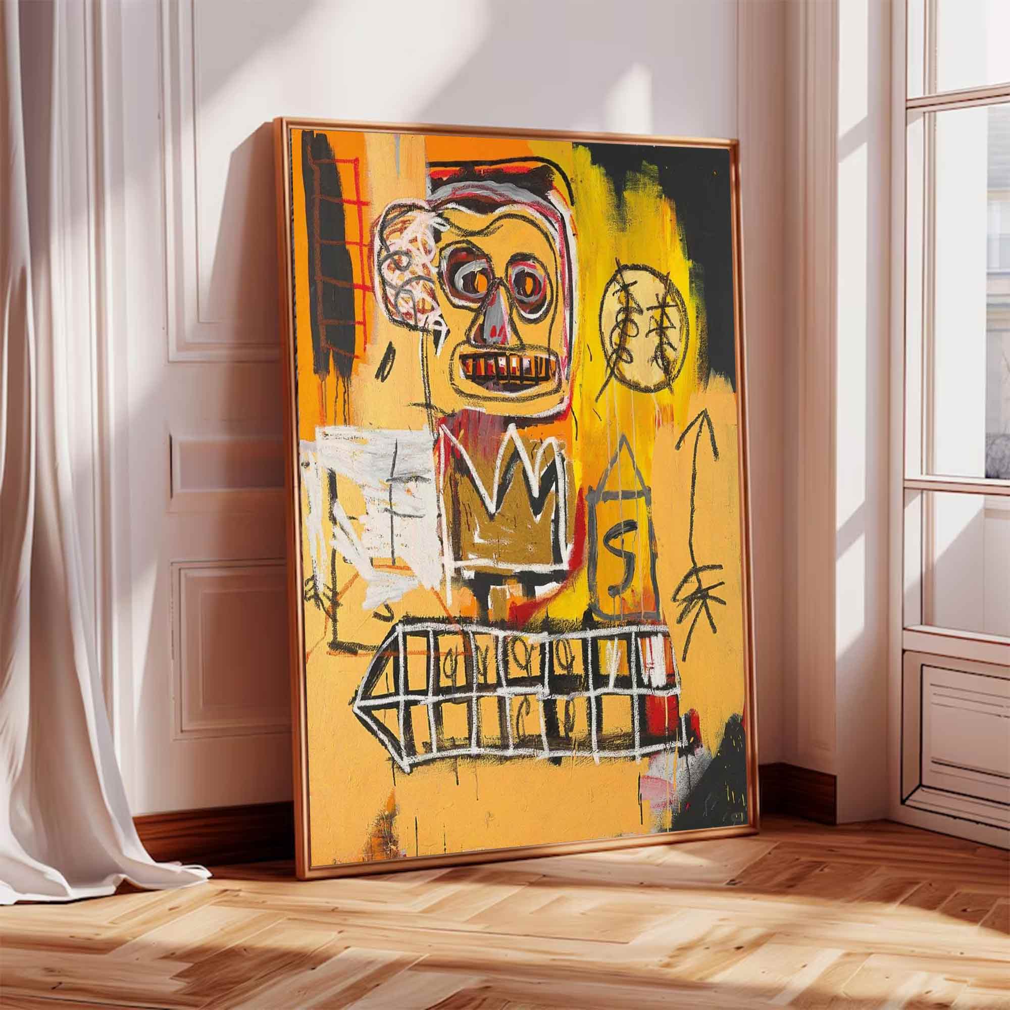 Basquiat style painting Colorful abstract art Basquiat style yellow abstract art