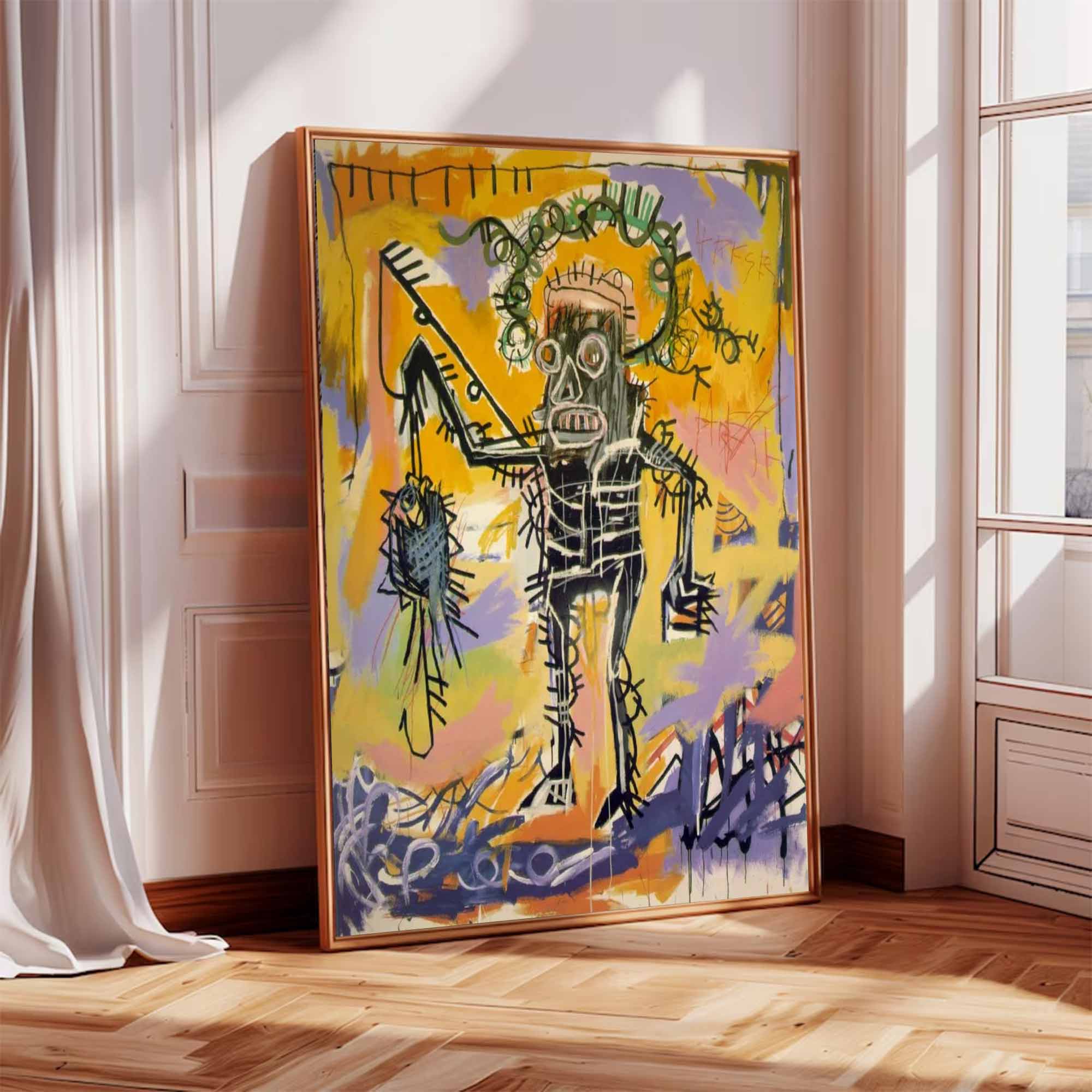 vibrant colorful canvas style of Basquiat,street graffiti art,Pop art