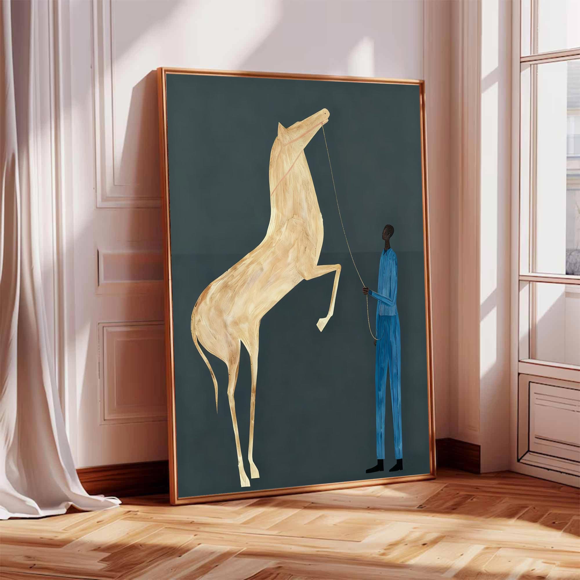 Surreal Horse & Rider Art Painting Quirky Equestrian Painting