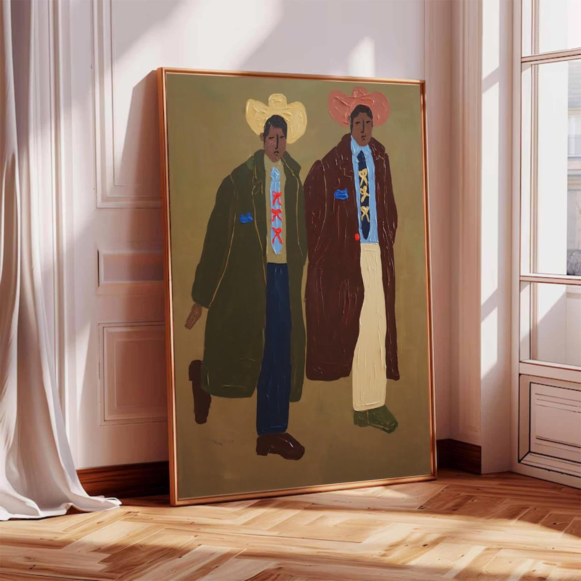 Retro fashion men portrait art decor Contemporary Figurative Art