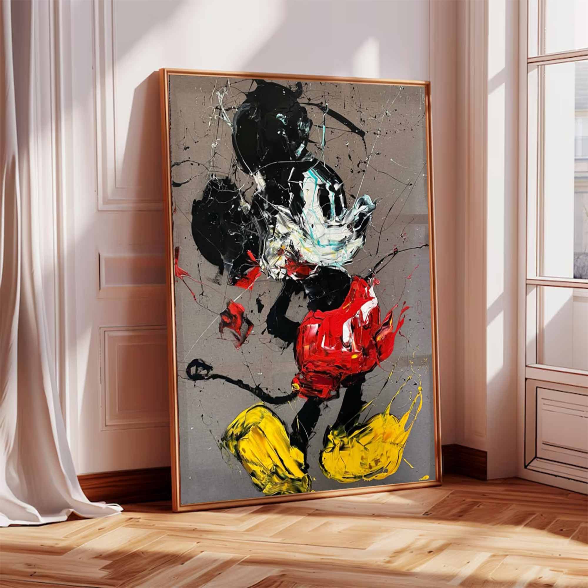 Street Art Style Graffiti Cartoon Mickey Mouse Graffiti Painting 24''x 36''/ 61 x 91 cm / Stretch+Black Frame, image size:2000x2000