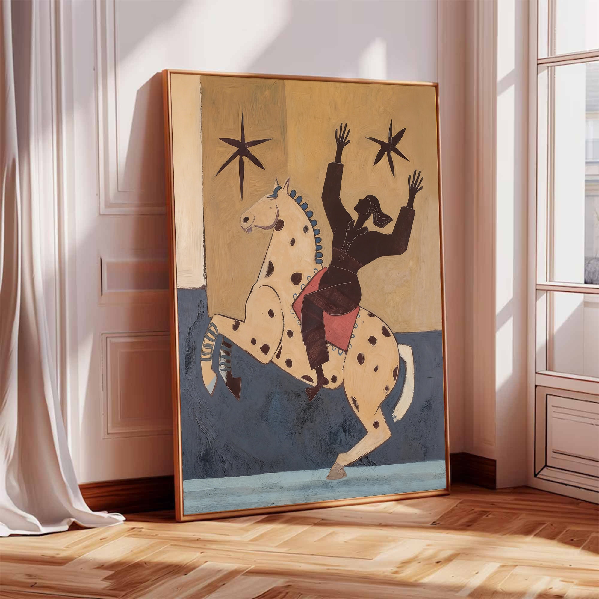 Farmhouse Wall Decor Mid Century Modern Horse Painting Boho Wall Art