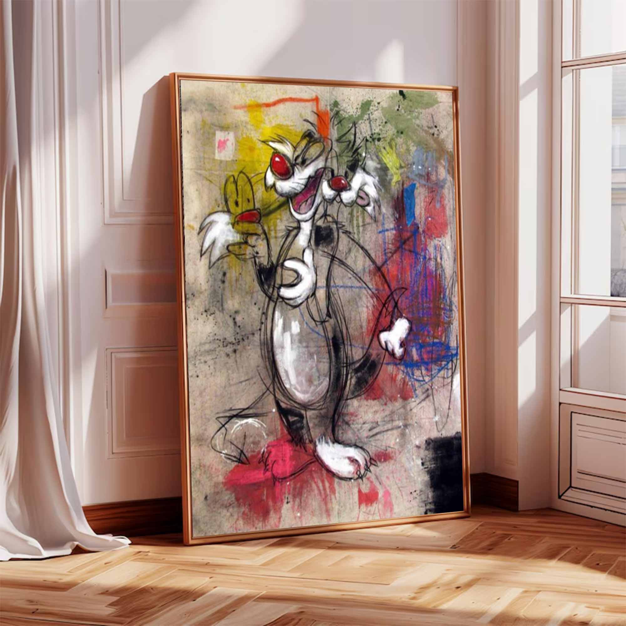 Basquiat style art colorful Pop graffiti Art street graffiti art