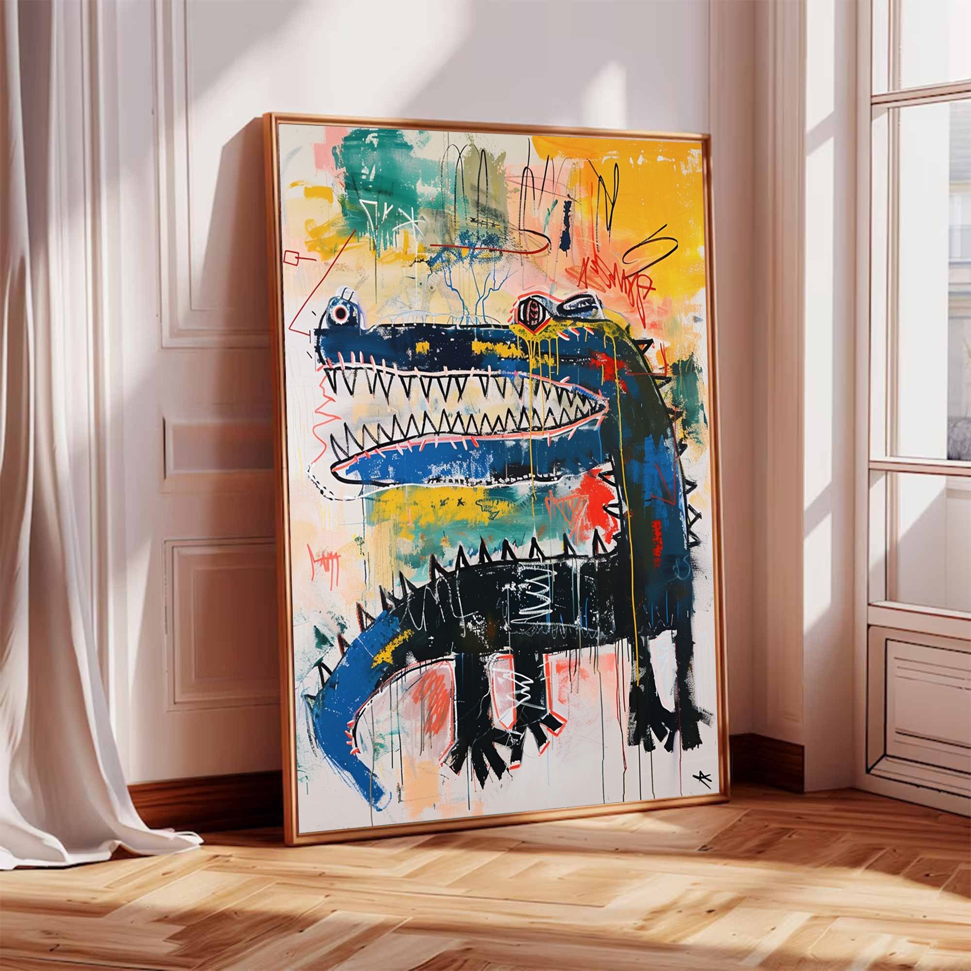 Pop art, crocodile graffiti art, Basquiat art,street graffiti art