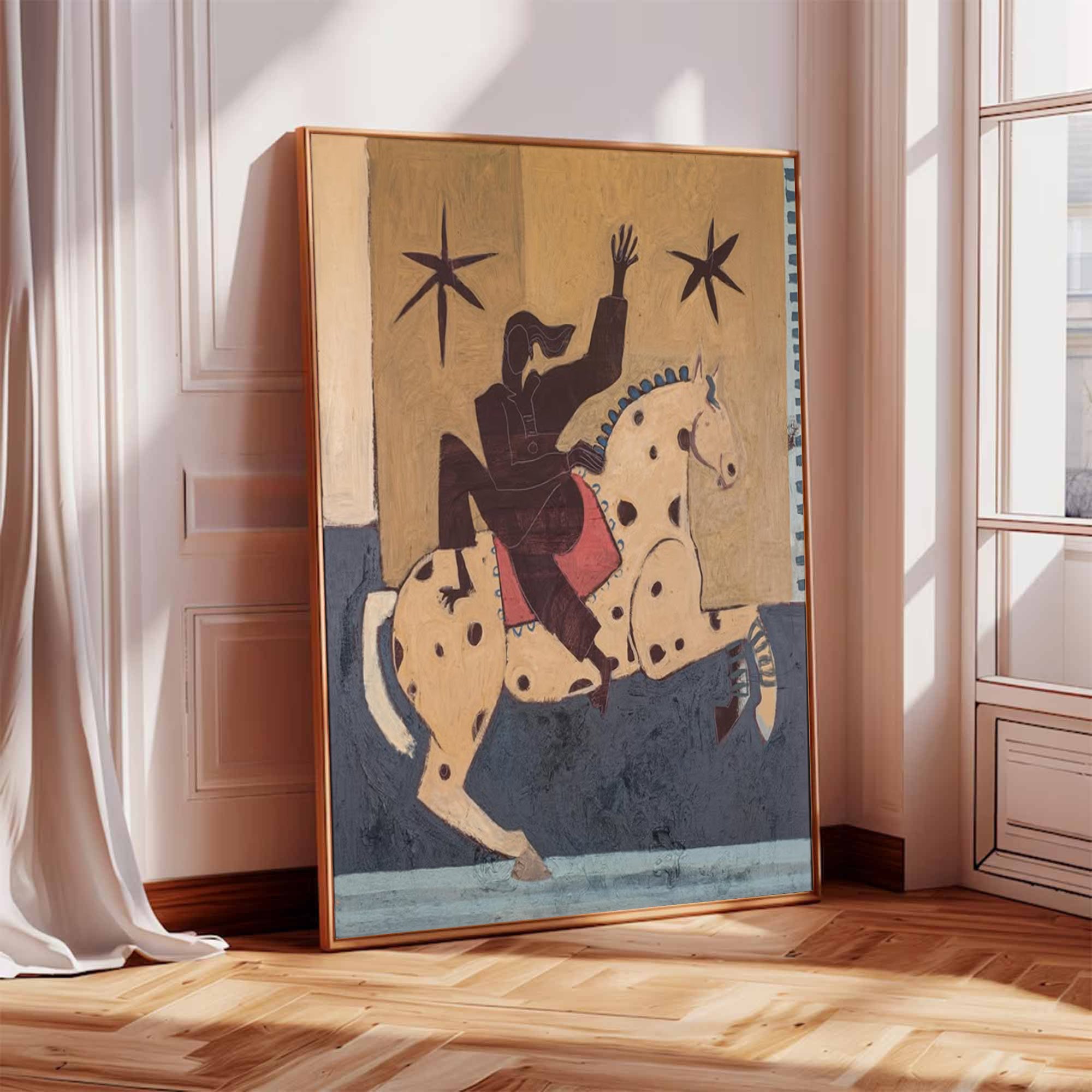 Mid Century Modern Horse Painting Equestrian Wall Art Boho Wall Art