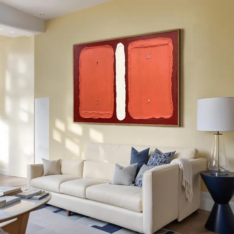Tennis Art Red Tennis Court Art Red Tennis Ball 3D Texture Impasto Art