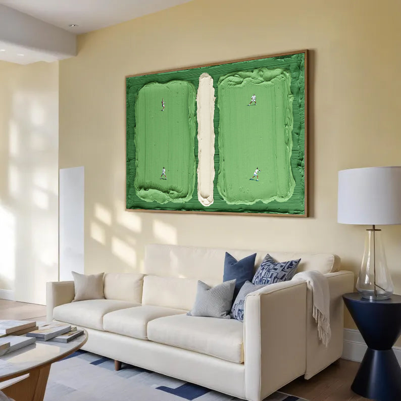 green Tennis Court Art green Tennis Ball 3D Texture Impasto Art