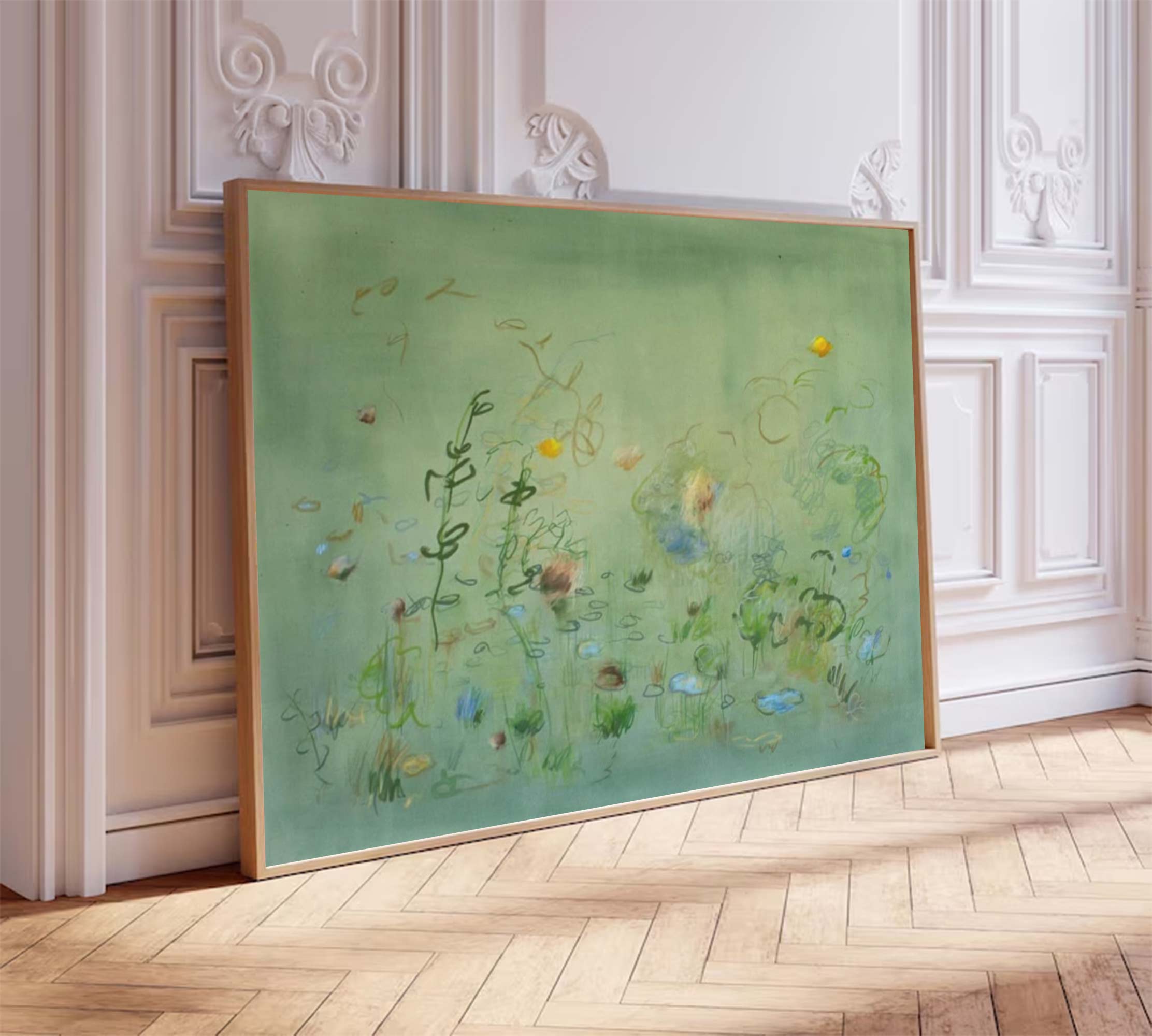 green flower painting Green plant painting, green graffiti art