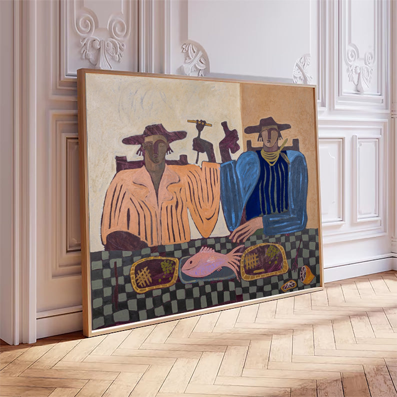 Large original figurative canvas art Rustic Contemporary Figures painting