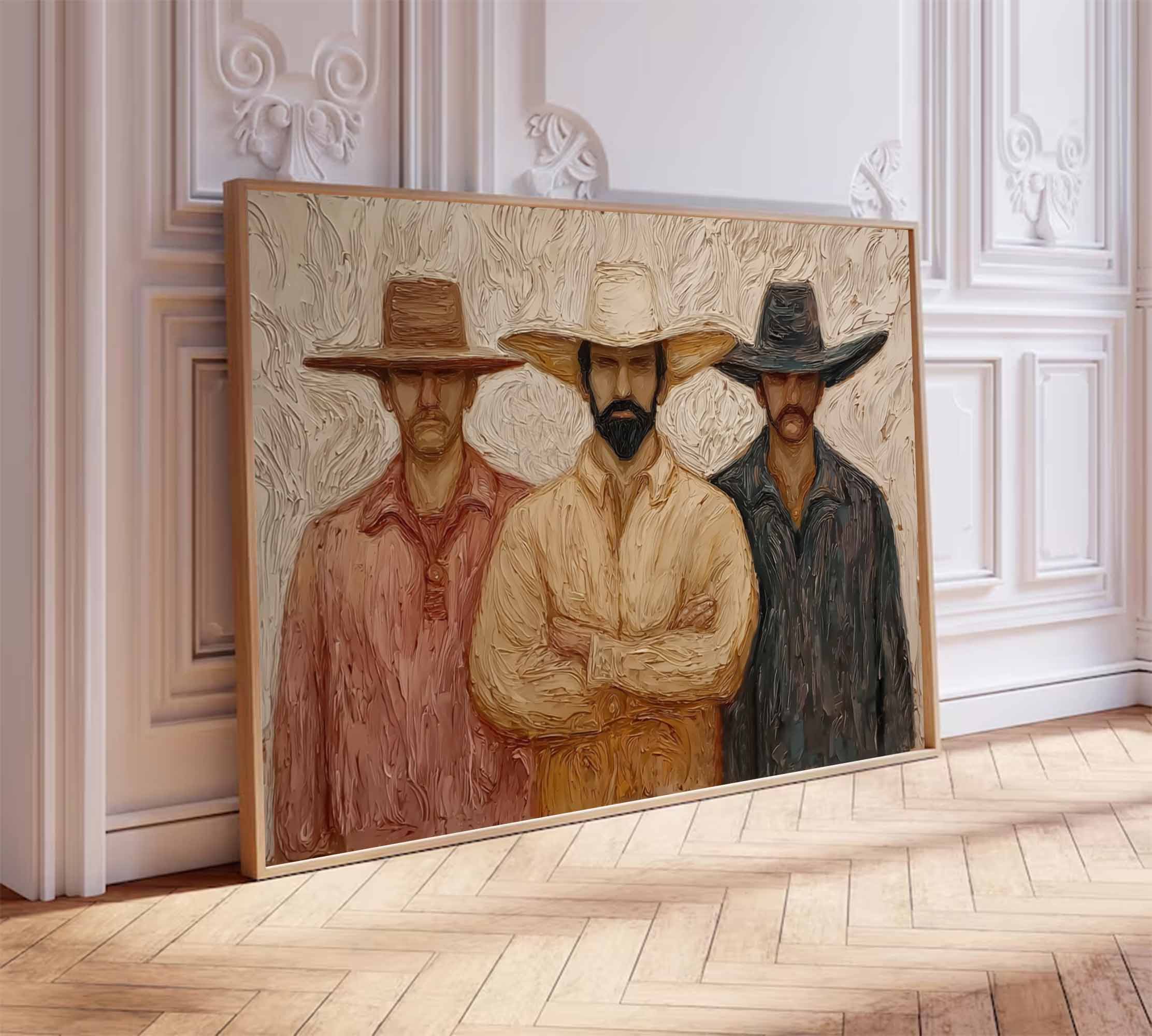 Abstract people painting, western cowboy people graffiti wall decor painting