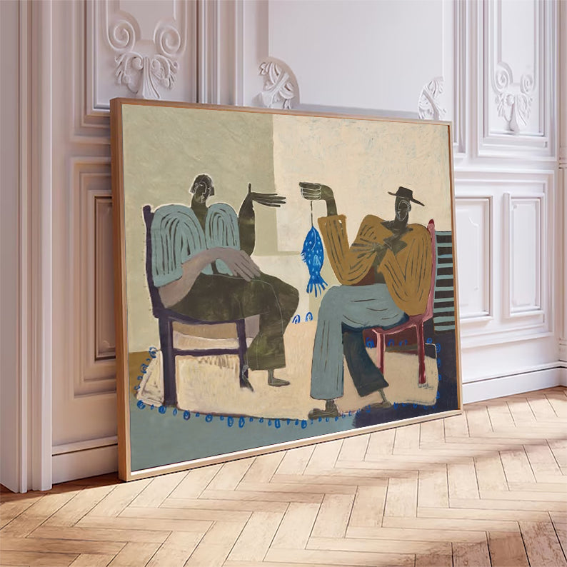 Hand-painted dining room wall art Modern rustic figurative painting