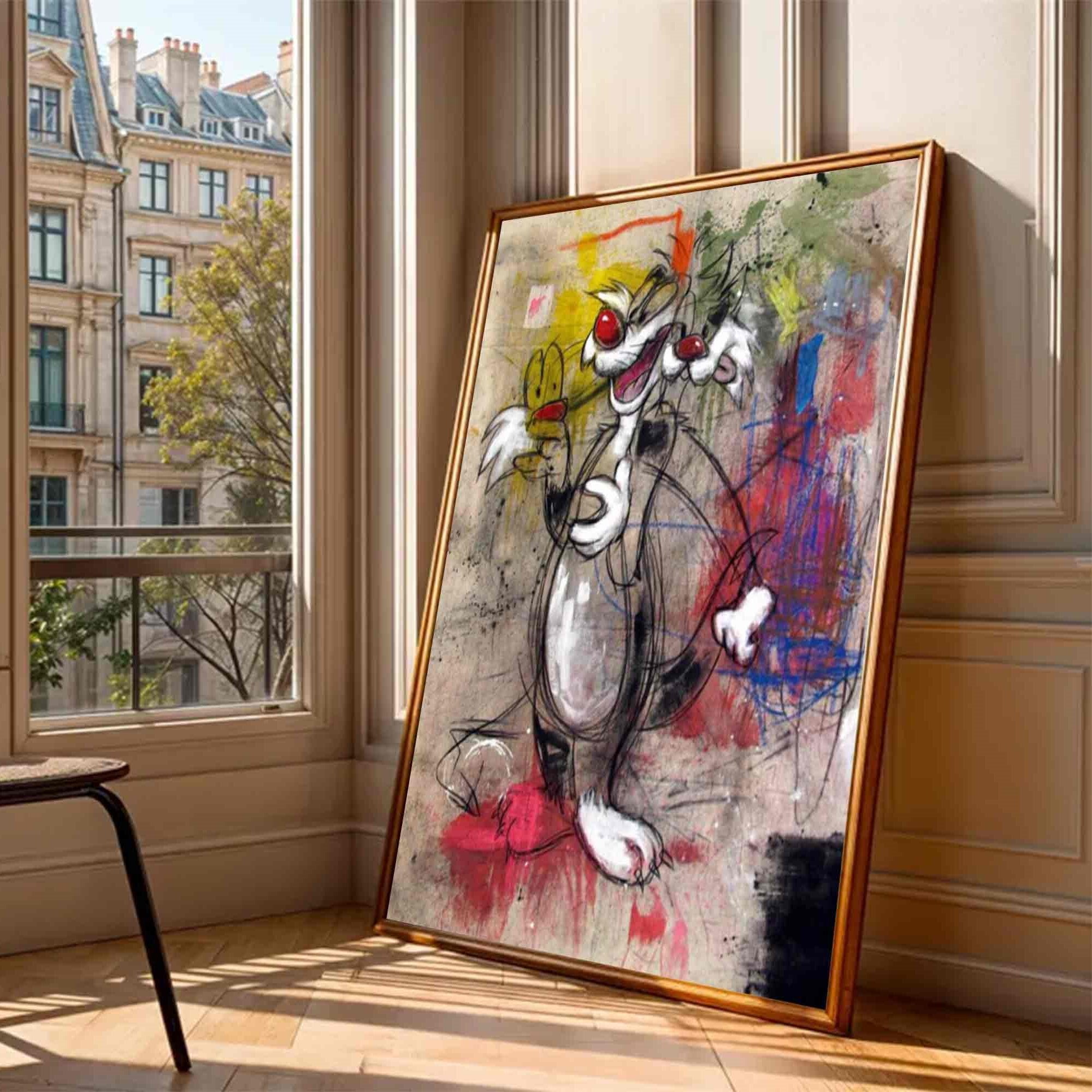Basquiat style art colorful Pop graffiti Art street graffiti art