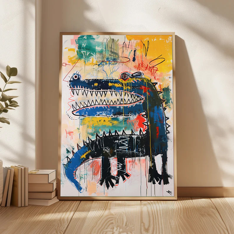 Pop art, crocodile graffiti art, Basquiat art,street graffiti art