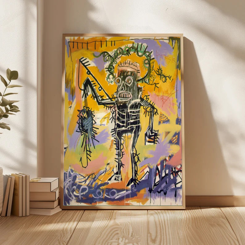 vibrant colorful canvas style of Basquiat,street graffiti art,Pop art