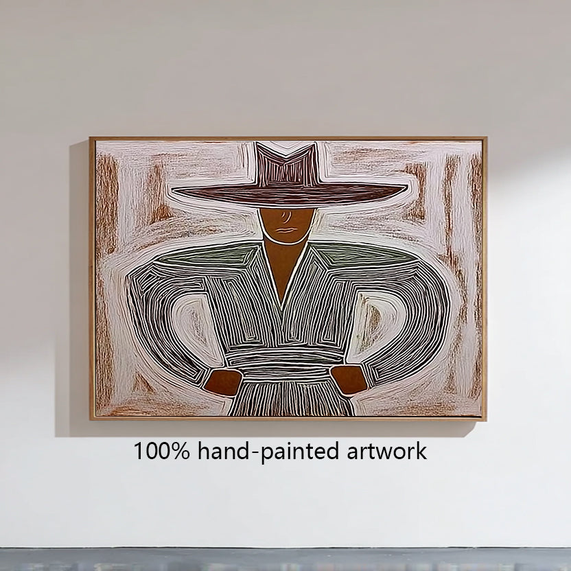 Abstract cowboy wall art Boho western abstract art modern cowboy art